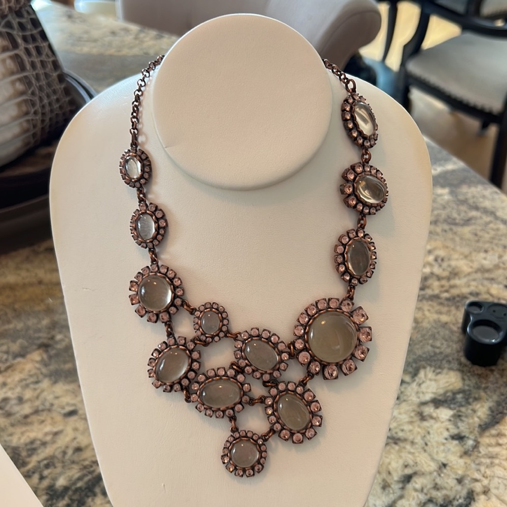 Vintage J.Crew Rose gold metal with clear stones adorned by pink stones